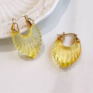 Anthropologie Gold Yellow Shell Earrings